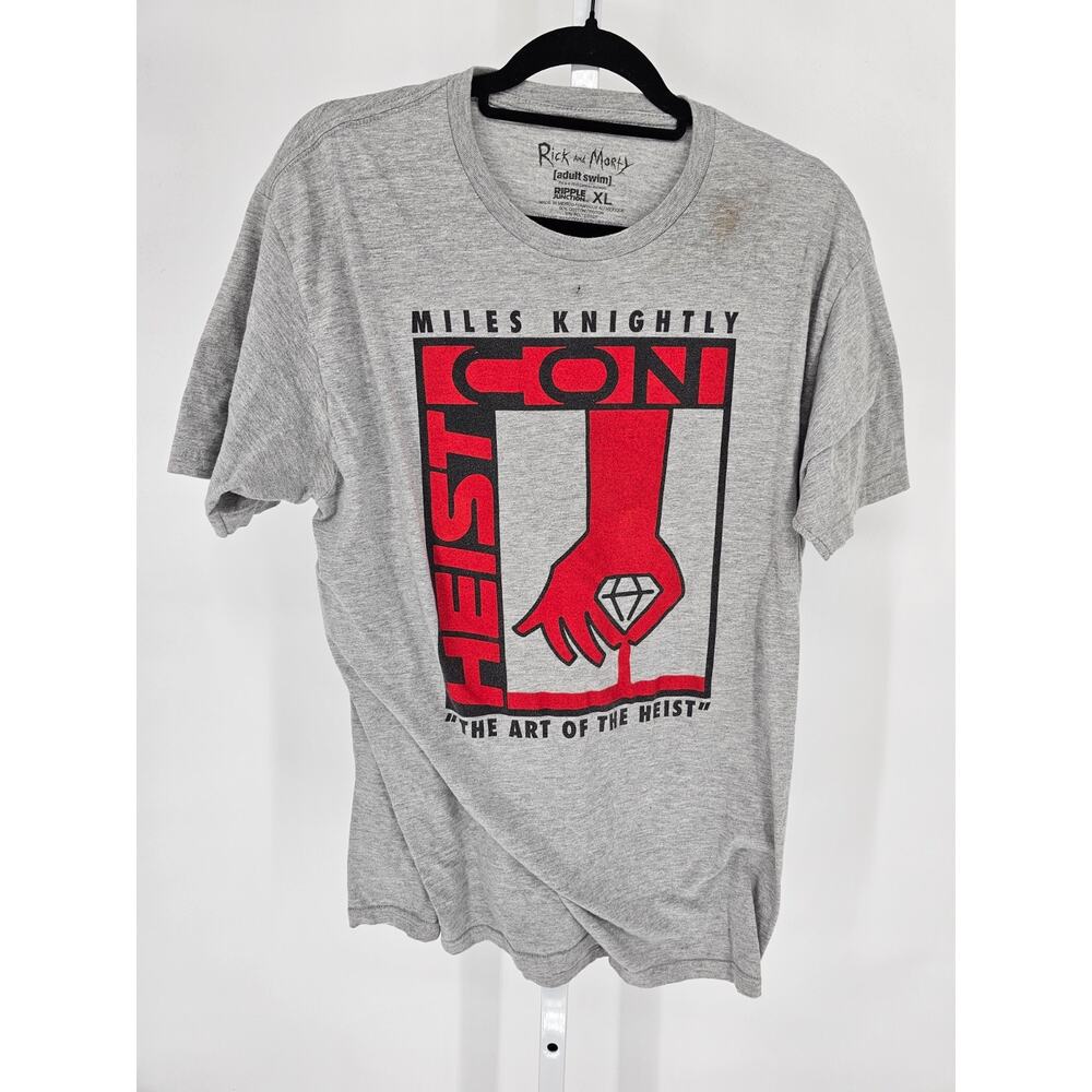 Rick and Morty Heist Con graphic t-shirt Mens Sz XL Red Gray